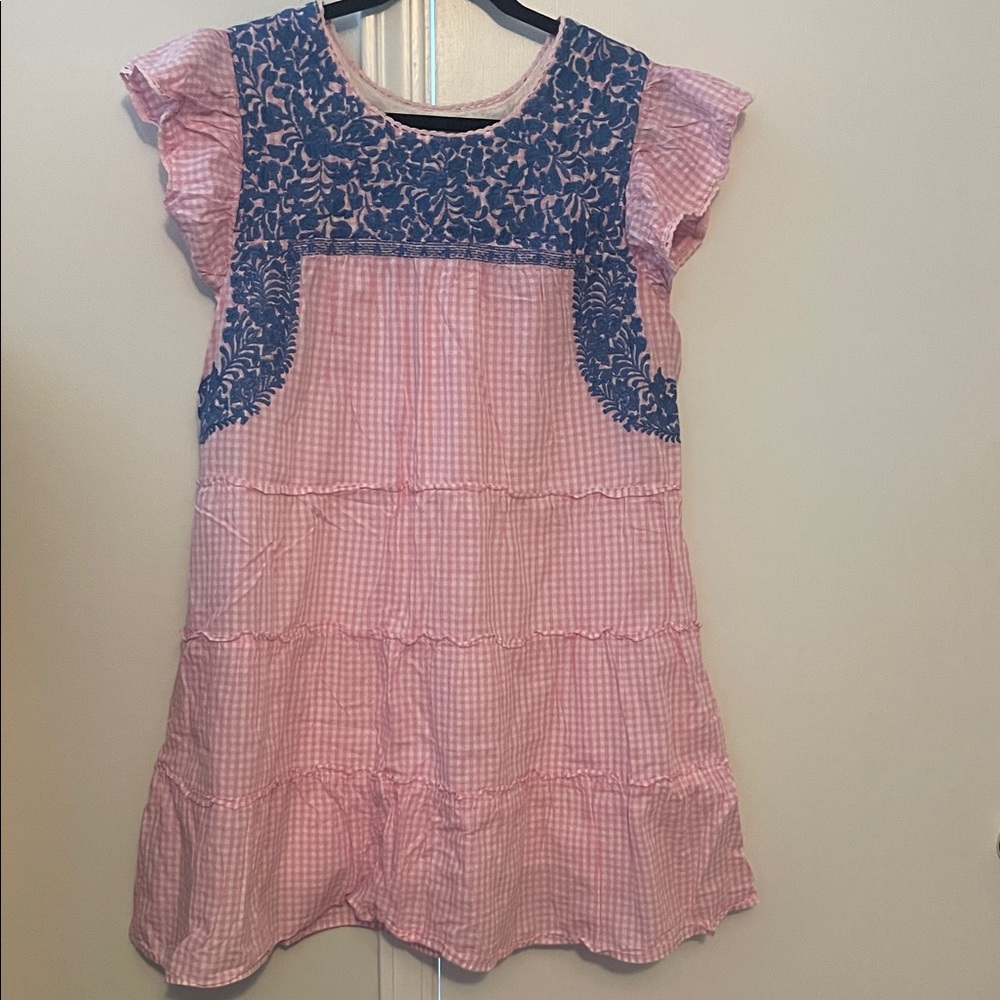 Chic Pink and Blue Gingham Mini Dress
